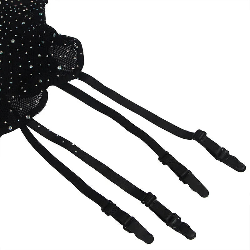 SUBBLIME - 952174 FISHNET BODYSTOCKING WITH GLOVES AND DIAMONDS BLACK ONE SIZE - Happytoys Sexshop: online sex shop for Feeling Happy & Easy 😊 - Discreet geleverd