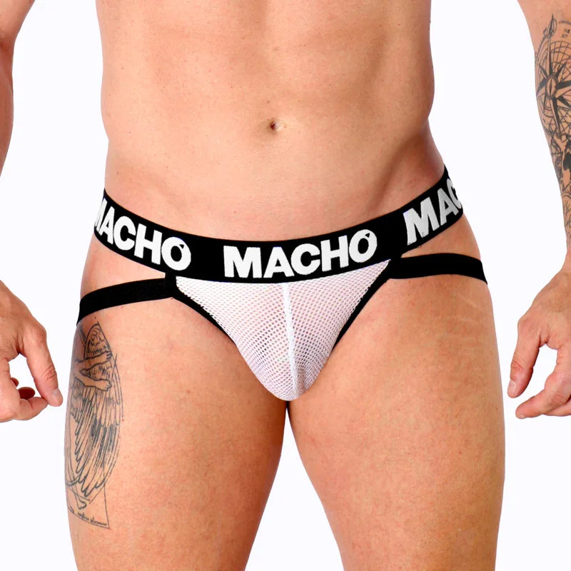 MACHO - MX26X1 JOCK GRID WHITE S - Happytoys Sexshop: online sex shop for Feeling Happy & Easy 😊 - Discreet geleverd