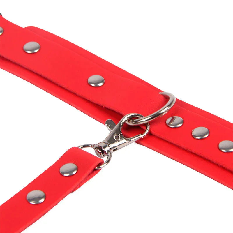 SUBBLIME - 953706 HANDCUFFS WITH BONDAGE BELT RED ONE SIZE - Happytoys Sexshop: online sex shop for Feeling Happy & Easy 😊 - Discreet geleverd