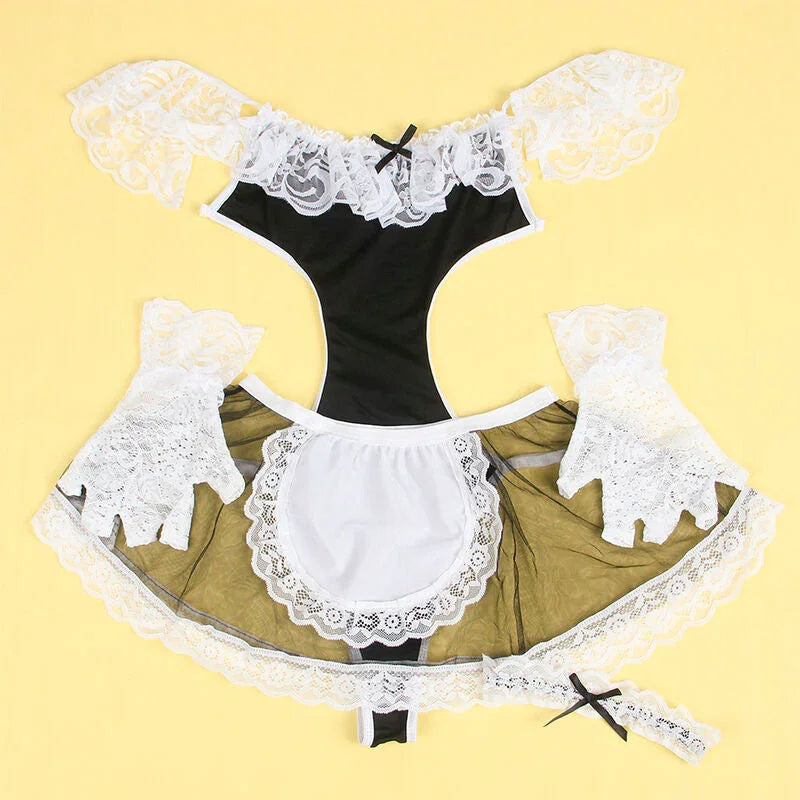 SUBBLIME - 954314 SEXY MAID COSTUME BLACK/WHITE L/XL - Happytoys Sexshop: online sex shop for Feeling Happy & Easy 😊 - Discreet geleverd