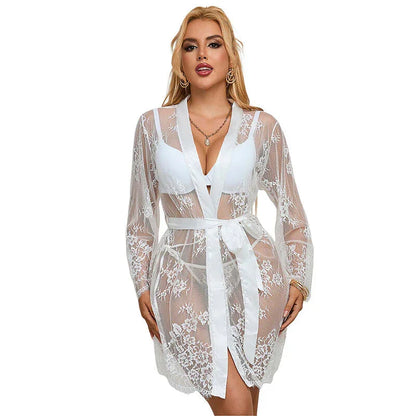 SUBBLIME - 954376 LONG SLEEVE NIGHTGOWN WITH FLORAL DESIGN WHITE L/XL - Happytoys Sexshop: online sex shop for Feeling Happy & Easy 😊 - Discreet geleverd