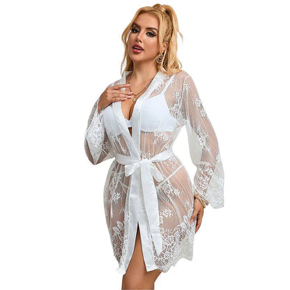 SUBBLIME - 954376 LONG SLEEVE NIGHTGOWN WITH FLORAL DESIGN WHITE L/XL - Happytoys Sexshop: online sex shop for Feeling Happy & Easy 😊 - Discreet geleverd