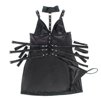 SUBBLIME - 954406 LEATHER BONDAGE DRESS BLACK S/M - Happytoys Sexshop: online sex shop for Feeling Happy & Easy 😊 - Discreet geleverd