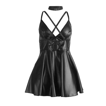 SUBBLIME - 955373 DRESS WITH BLACK LEATHER STRAPS S/M - Happytoys Sexshop: online sex shop for Feeling Happy & Easy 😊 - Discreet geleverd