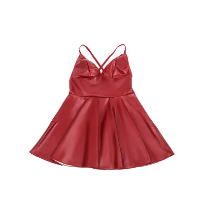 SUBBLIME - 955397 DRESS WITH BURGUNDY LEATHER STRAPS S/M - Happytoys Sexshop: online sex shop for Feeling Happy & Easy 😊 - Discreet geleverd