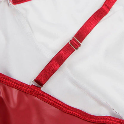 SUBBLIME - 955403 DRESS WITH BURGUNDY LEATHER STRAPS L/XL - Happytoys Sexshop: online sex shop for Feeling Happy & Easy 😊 - Discreet geleverd