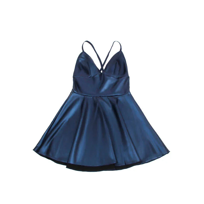 SUBBLIME - 955427 DRESS WITH BLUE LEATHER STRAPS L/XL - Happytoys Sexshop: online sex shop for Feeling Happy & Easy 😊 - Discreet geleverd