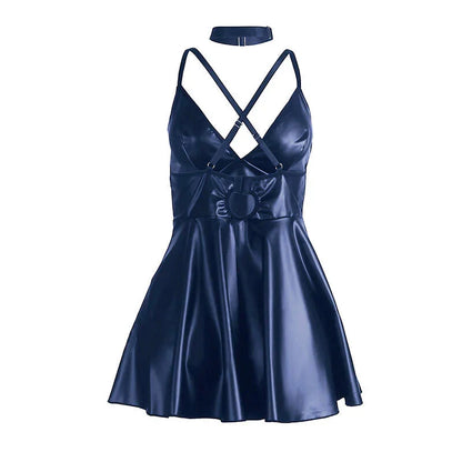 SUBBLIME - 955427 DRESS WITH BLUE LEATHER STRAPS L/XL - Happytoys Sexshop: online sex shop for Feeling Happy & Easy 😊 - Discreet geleverd