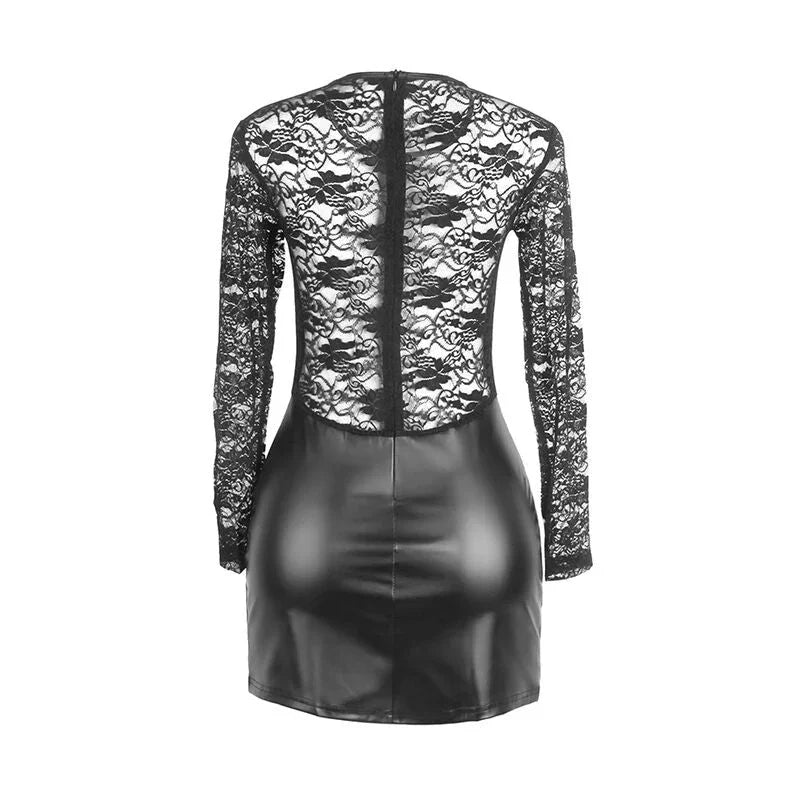 SUBBLIME - 955595 LONG SLEEVE DRESS WITH BLACK LACE S/M - Happytoys Sexshop: online sex shop for Feeling Happy & Easy 😊 - Discreet geleverd