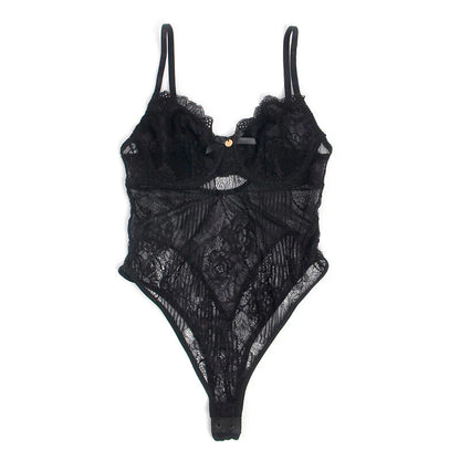 SUBBLIME - 955618 LACE BODYSUIT WITH BOTTOM CLOSURE BLACK S/M - Happytoys Sexshop: online sex shop for Feeling Happy & Easy 😊 - Discreet geleverd