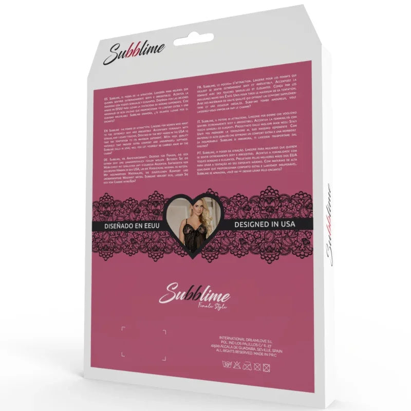 SUBBLIME - BABYDOLL BLACK BEIGE FLORAL LACES S/M - Happytoys Sexshop: online sex shop for Feeling Happy & Easy 😊 - Discreet geleverd