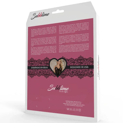 SUBBLIME - BABYDOLL BLACK BEIGE FLORAL LACES S/M - Happytoys Sexshop: online sex shop for Feeling Happy & Easy 😊 - Discreet geleverd