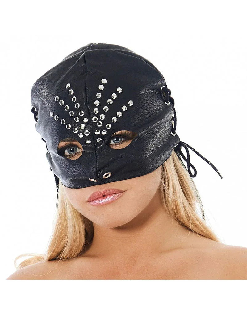 Rimba - Masker met ronde ooggaten, versierd met nieten - Happytoys Sexshop: Toys for Feeling Happy & Easy 😊 - Discreet geleverd