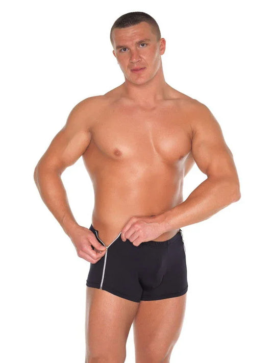 Amorable by Rimba - Boxershort met 2 ritsen - One Size - Zwart - Happytoys Sexshop: Toys for Feeling Happy & Easy 😊 - Discreet geleverd
