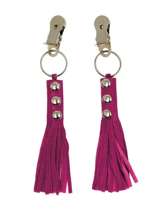 Rimba - Tepelklemmen met lederen zweepjes - Happytoys Sexshop: Toys for Feeling Happy & Easy 😊 - Discreet geleverd