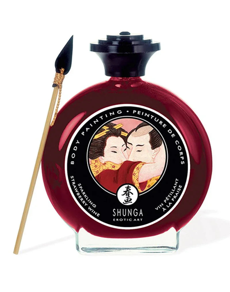 Shunga - Lichaamsverf - Sparkling Strawberry Wine - 100 ml - Happytoys Sexshop: Toys for Feeling Happy & Easy 😊 - Discreet geleverd