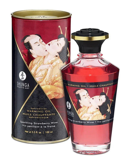 Beste vandaag nog: Warming Oil - Sparkling Strawberry Wine - 100 ml by Shunga - bij Happytoys Sexshop: Toys for Feeling Happy & Easy 😊